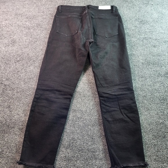 RE/DONE Originals Black Denim Jeans Raw Frayed‎ Hem Cotton Elastane Size 29 - Picture 9 of 9